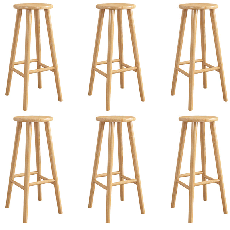 Contemporary Backless Rubberwood Stool Natural Footrest Barstool