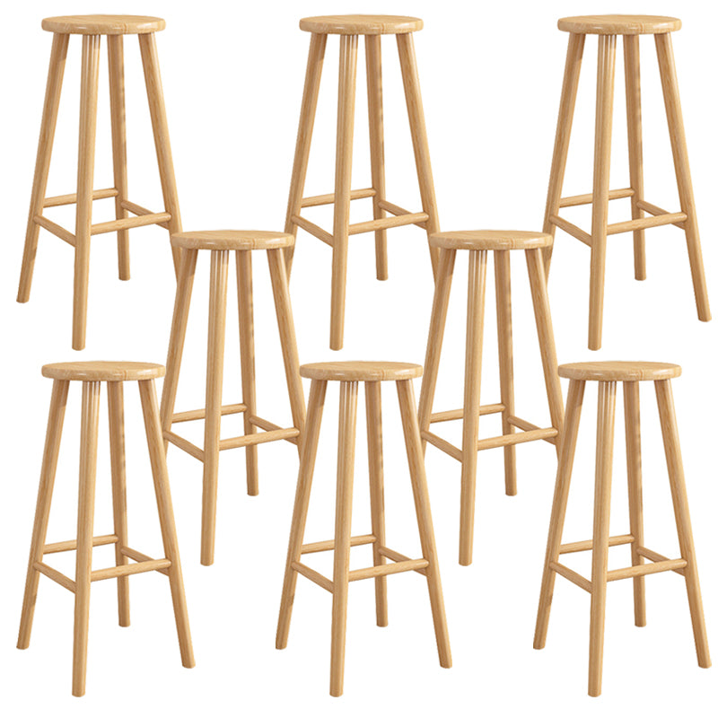 Contemporary Backless Rubberwood Stool Natural Footrest Barstool