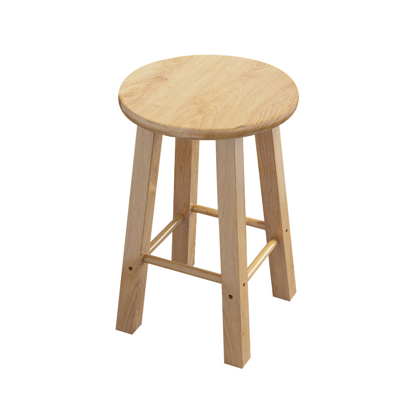 Contemporary Backless Rubberwood Stool Natural Footrest Barstool