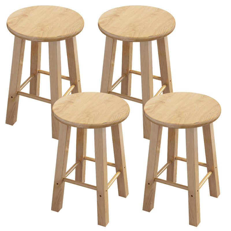 Contemporary Backless Rubberwood Stool Natural Footrest Barstool