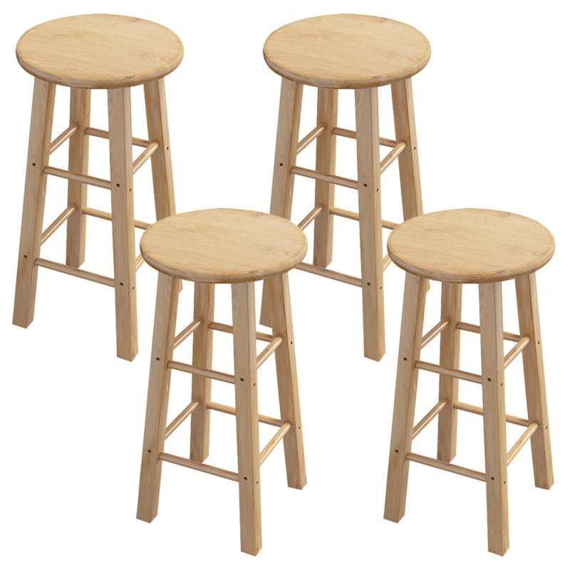 Contemporary Backless Rubberwood Stool Natural Footrest Barstool