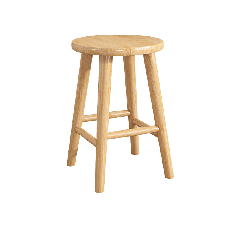 Contemporary Backless Rubberwood Stool Natural Footrest Barstool