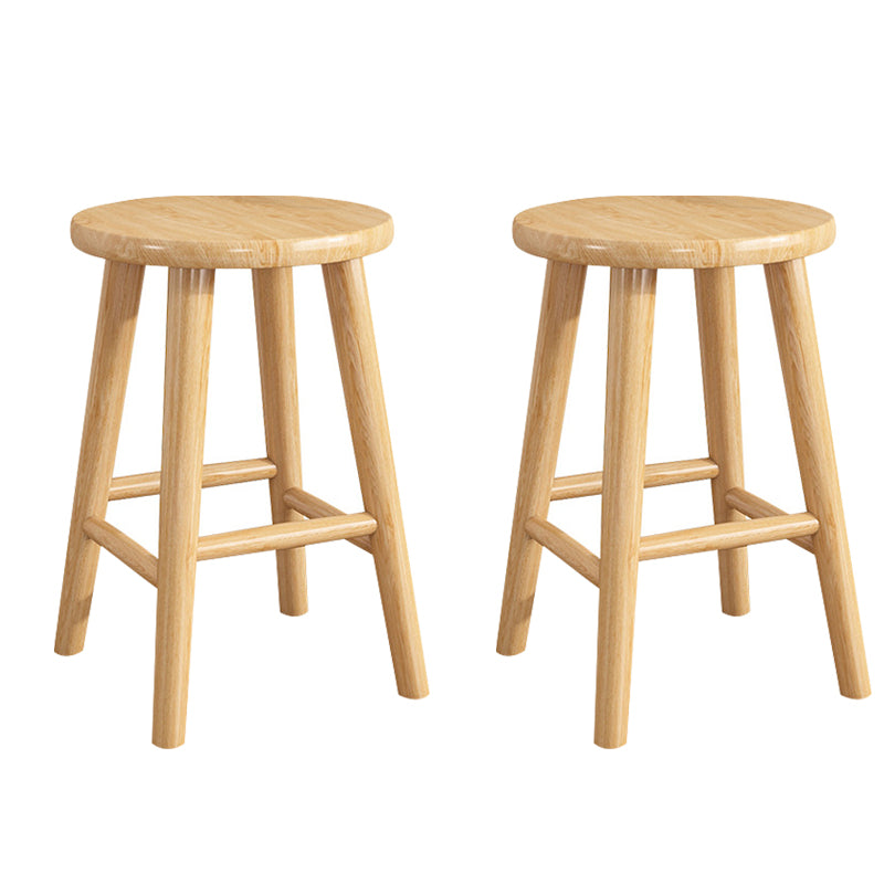 Contemporary Backless Rubberwood Stool Natural Footrest Barstool