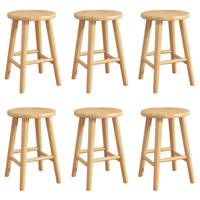Contemporary Backless Rubberwood Stool Natural Footrest Barstool