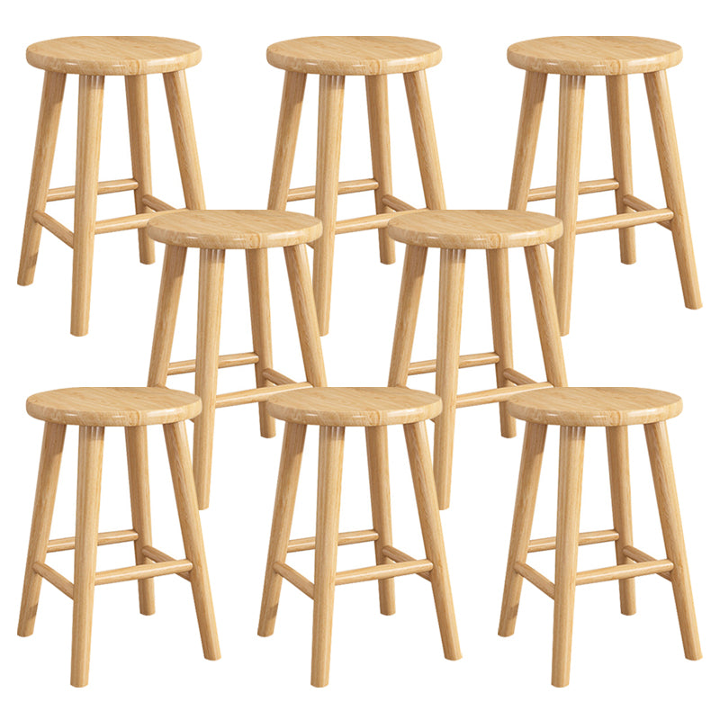Contemporary Backless Rubberwood Stool Natural Footrest Barstool