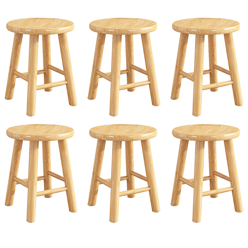 Contemporary Backless Rubberwood Stool Natural Footrest Barstool