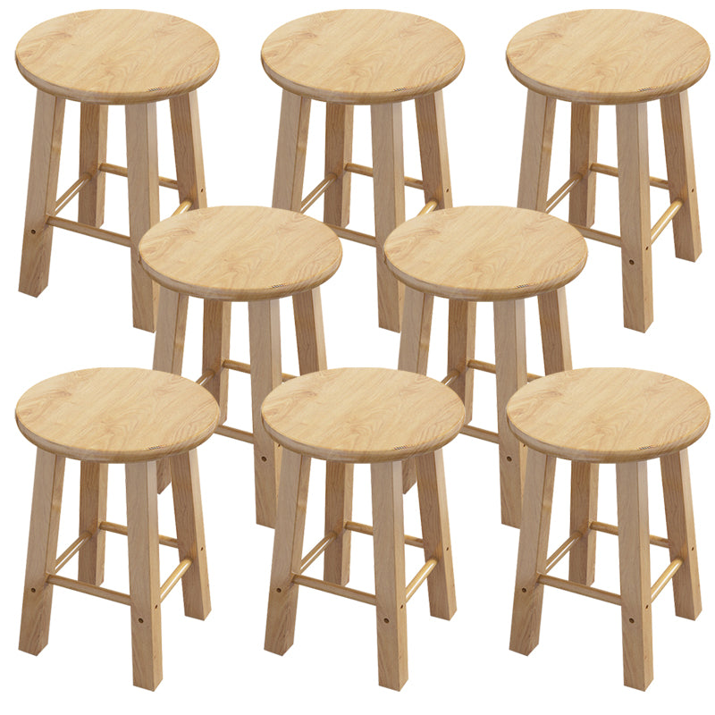 Contemporary Backless Rubberwood Stool Natural Footrest Barstool