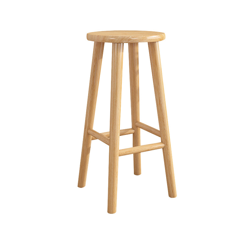 Contemporary Backless Rubberwood Stool Natural Footrest Barstool