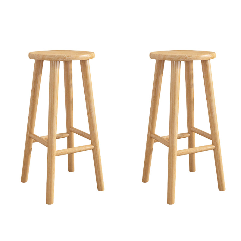 Contemporary Backless Rubberwood Stool Natural Footrest Barstool