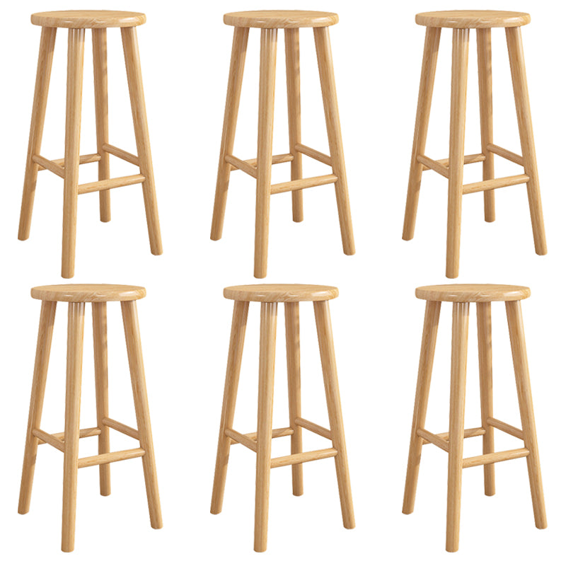 Contemporary Backless Rubberwood Stool Natural Footrest Barstool