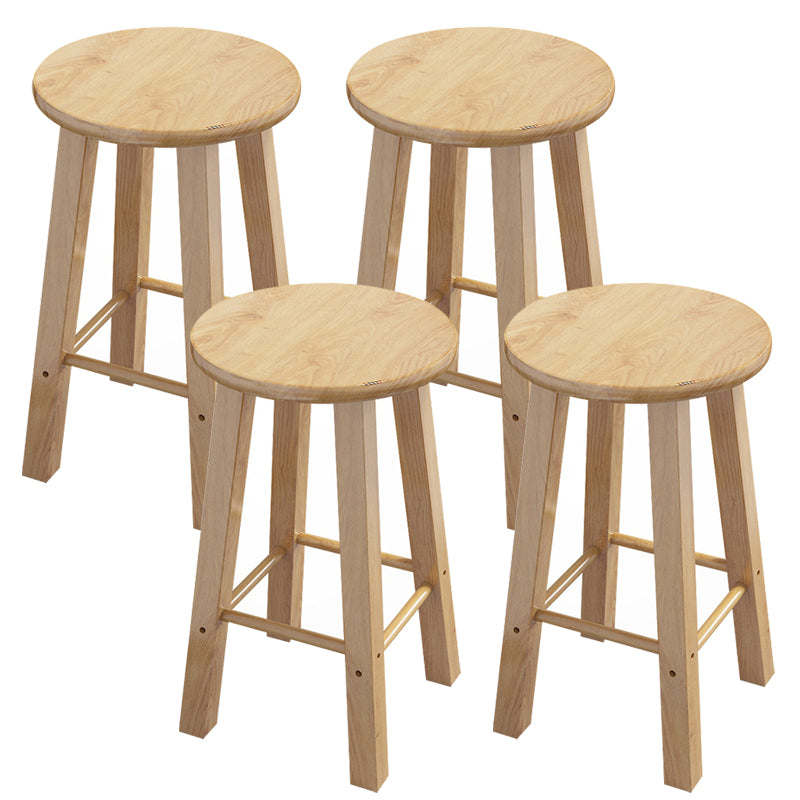 Contemporary Backless Rubberwood Stool Natural Footrest Barstool