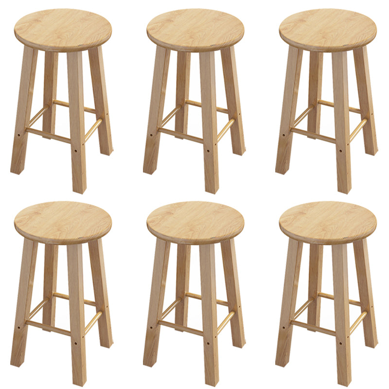 Contemporary Backless Rubberwood Stool Natural Footrest Barstool