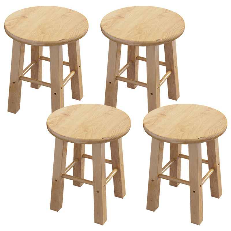 Contemporary Backless Rubberwood Stool Natural Footrest Barstool