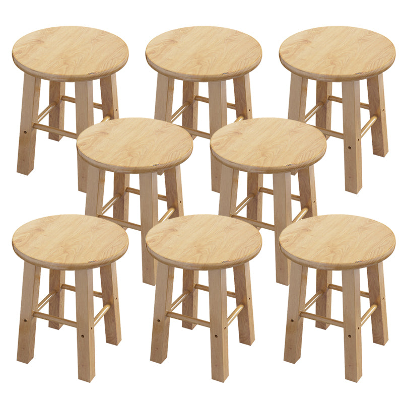 Contemporary Backless Rubberwood Stool Natural Footrest Barstool