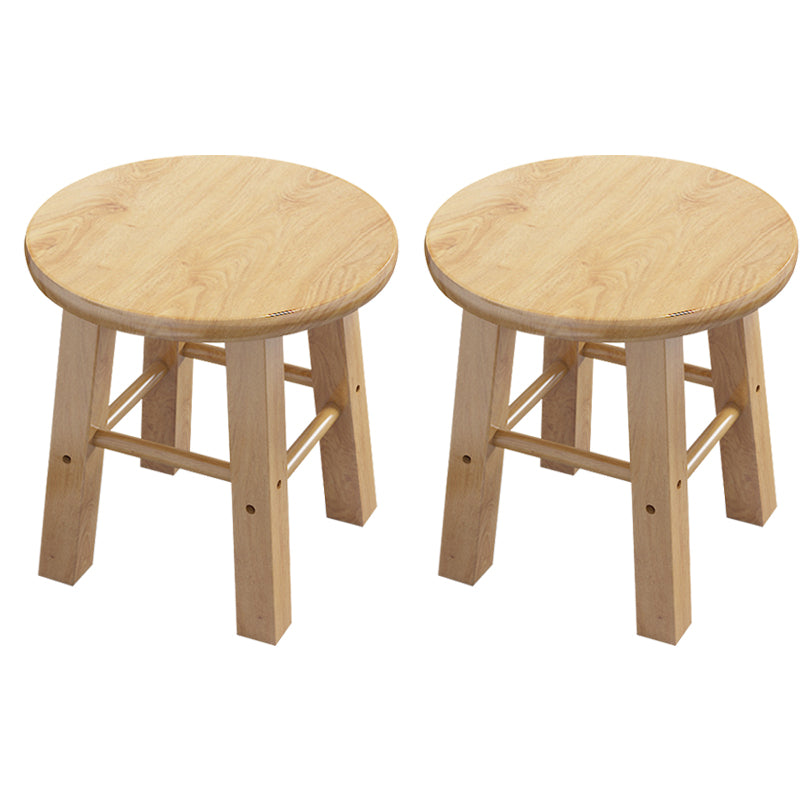 Contemporary Backless Rubberwood Stool Natural Footrest Barstool