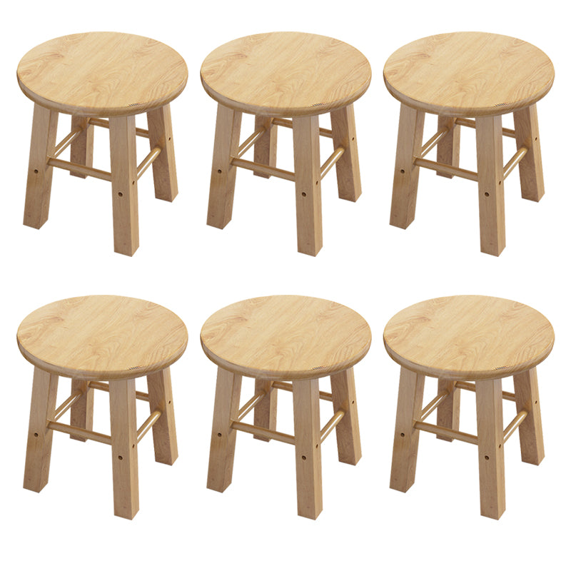 Contemporary Backless Rubberwood Stool Natural Footrest Barstool