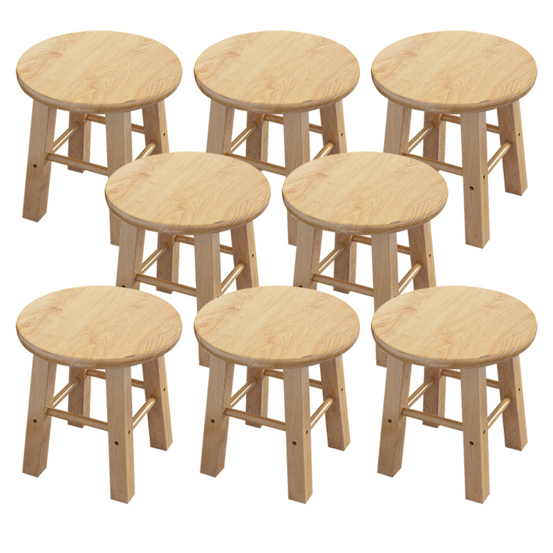 Contemporary Backless Rubberwood Stool Natural Footrest Barstool