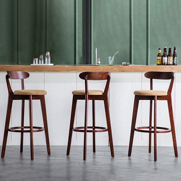 Contemporary Beech Home Barstool Matte Finish Upholstered Bar Stools