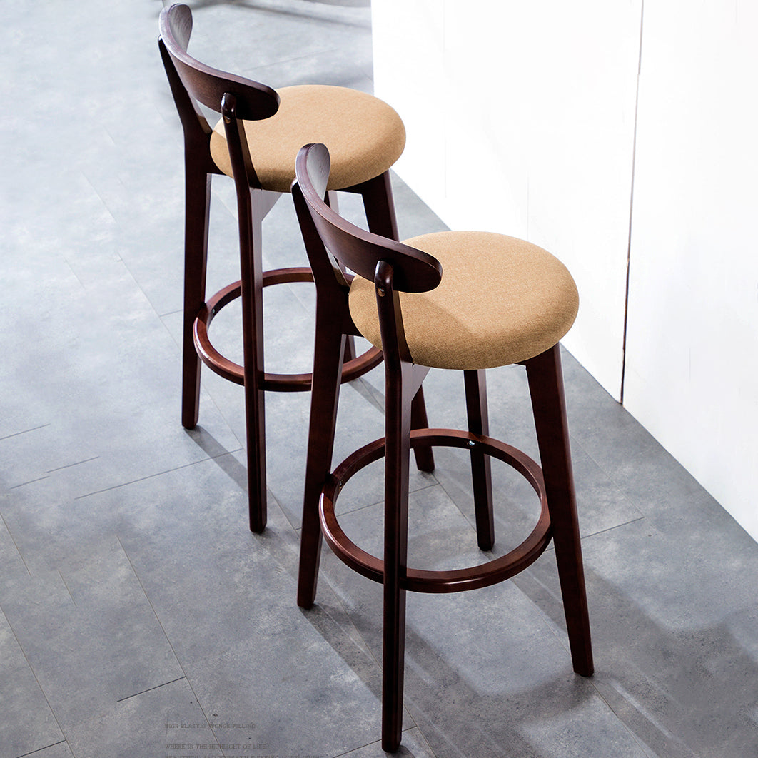 Contemporary Beech Home Barstool Matte Finish Upholstered Bar Stools