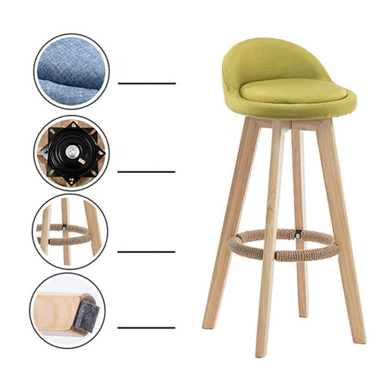 Contemporary Rubberwood Home Stool Footrest Upholstered Bar Stools