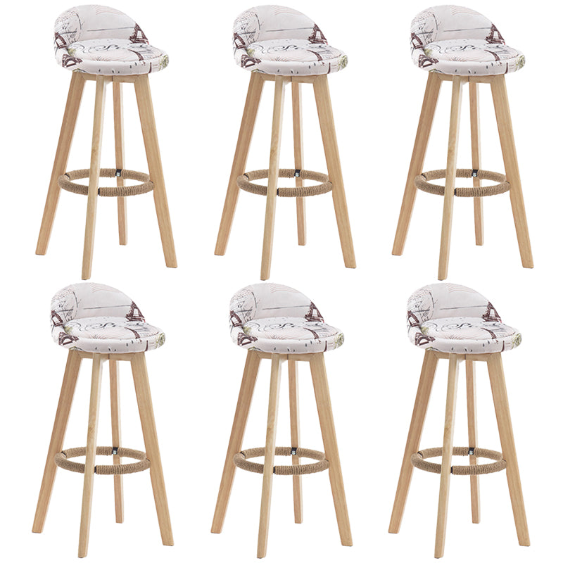 Contemporary Rubberwood Home Stool Footrest Upholstered Bar Stools