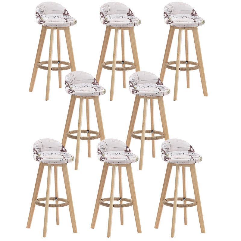 Contemporary Rubberwood Home Stool Footrest Upholstered Bar Stools