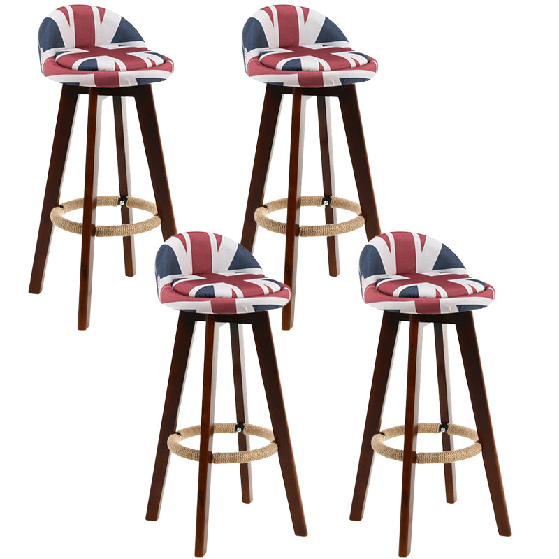 Contemporary Rubberwood Home Stool Footrest Upholstered Bar Stools