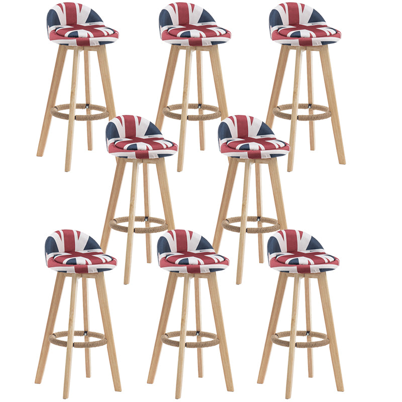 Contemporary Rubberwood Home Stool Footrest Upholstered Bar Stools