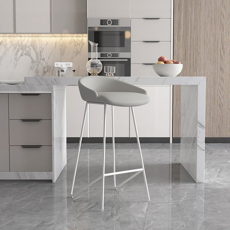 Faux Leather Armless Counter Stool Industrial Low Back Bar Stool