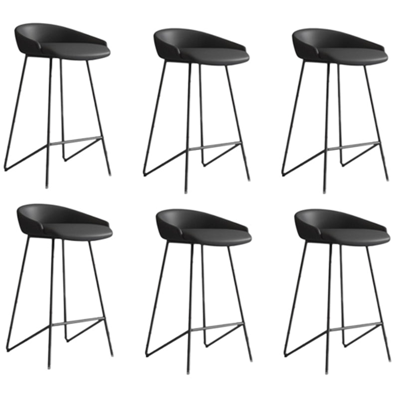 Faux Leather Armless Counter Stool Industrial Low Back Bar Stool