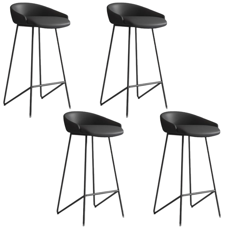Faux Leather Armless Counter Stool Industrial Low Back Bar Stool