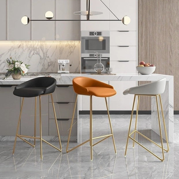 Faux Leather Armless Counter Stool Industrial Low Back Bar Stool