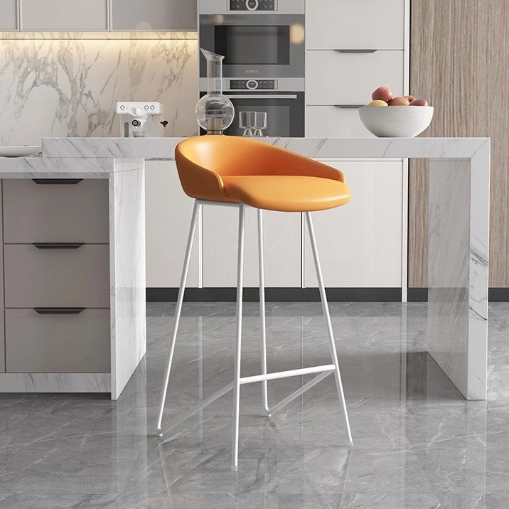 Faux Leather Armless Counter Stool Industrial Low Back Bar Stool