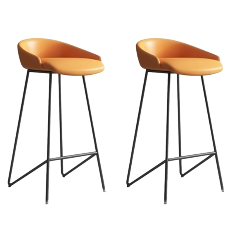 Faux Leather Armless Counter Stool Industrial Low Back Bar Stool