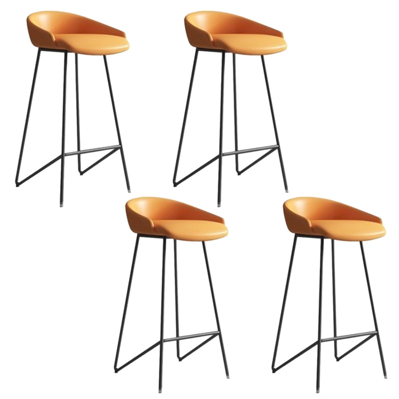Faux Leather Armless Counter Stool Industrial Low Back Bar Stool