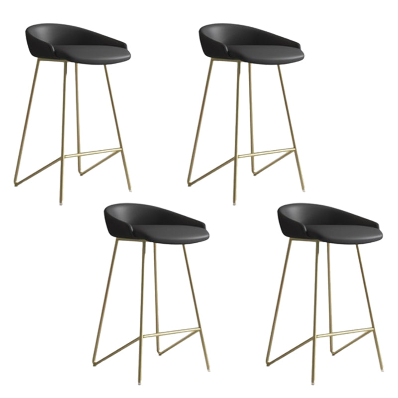 Faux Leather Armless Counter Stool Industrial Low Back Bar Stool