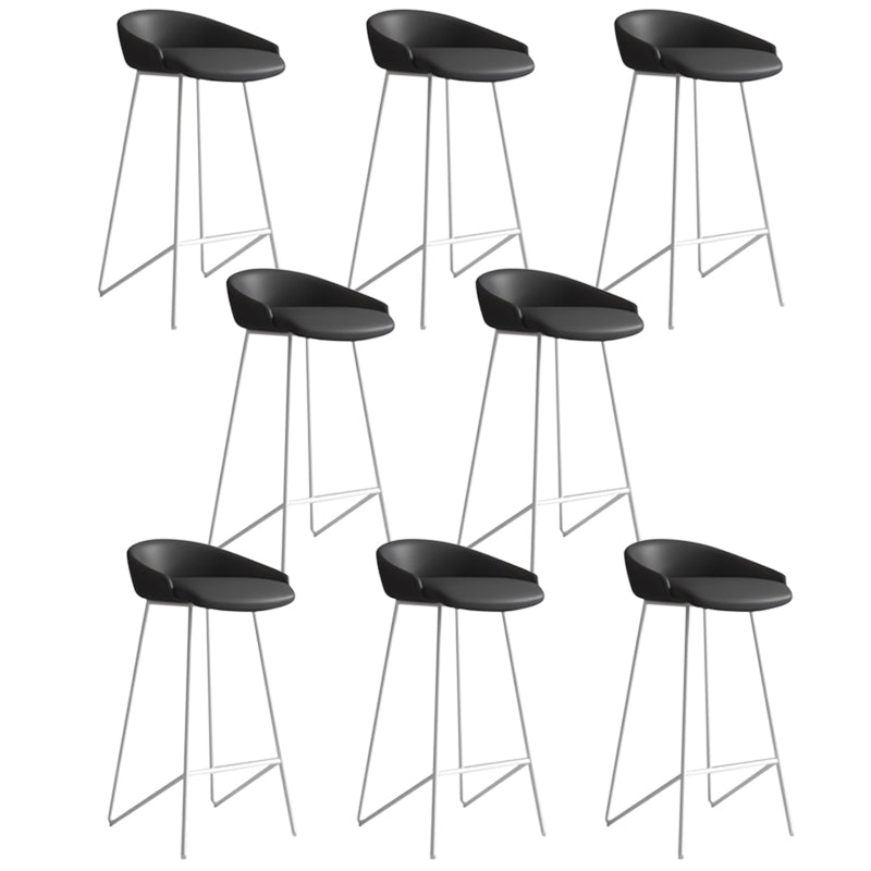 Faux Leather Armless Counter Stool Industrial Low Back Bar Stool