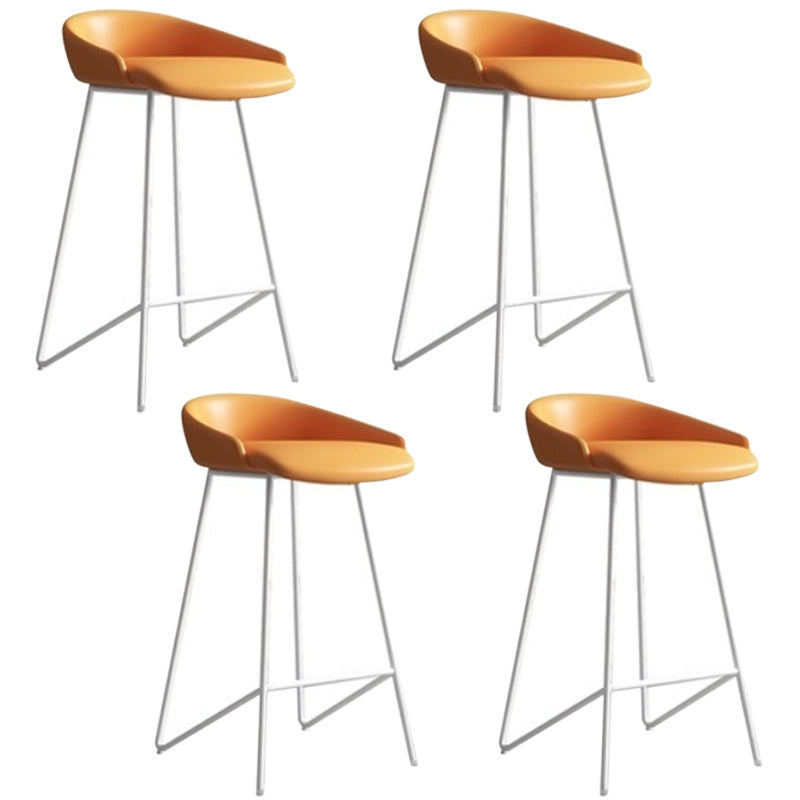 Faux Leather Armless Counter Stool Industrial Low Back Bar Stool