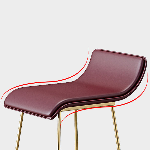 Industrial Armless Counter Stool Solid Wave Seat Bar Chair with Metal Legs