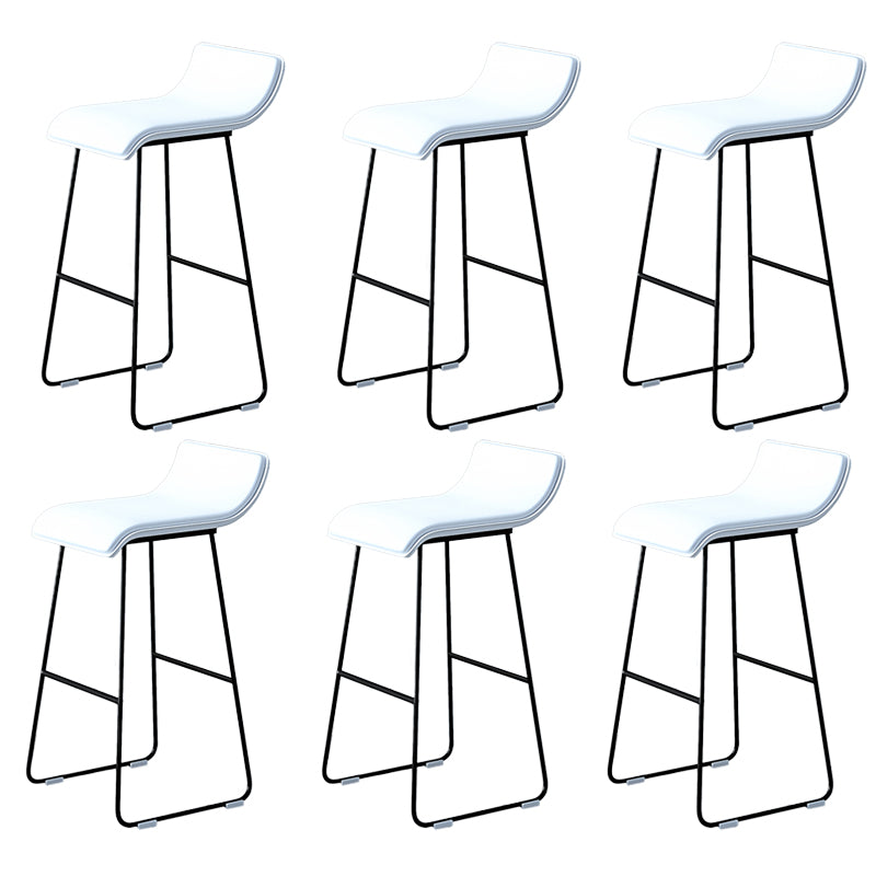 Industrial Armless Counter Stool Solid Wave Seat Bar Chair with Metal Legs