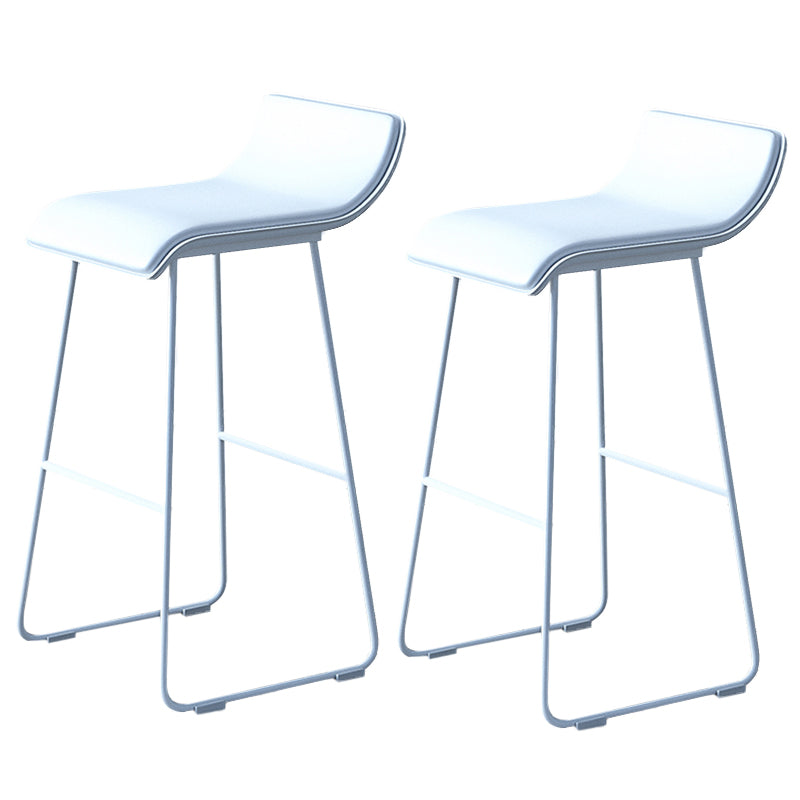 Industrial Armless Counter Stool Solid Wave Seat Bar Chair with Metal Legs