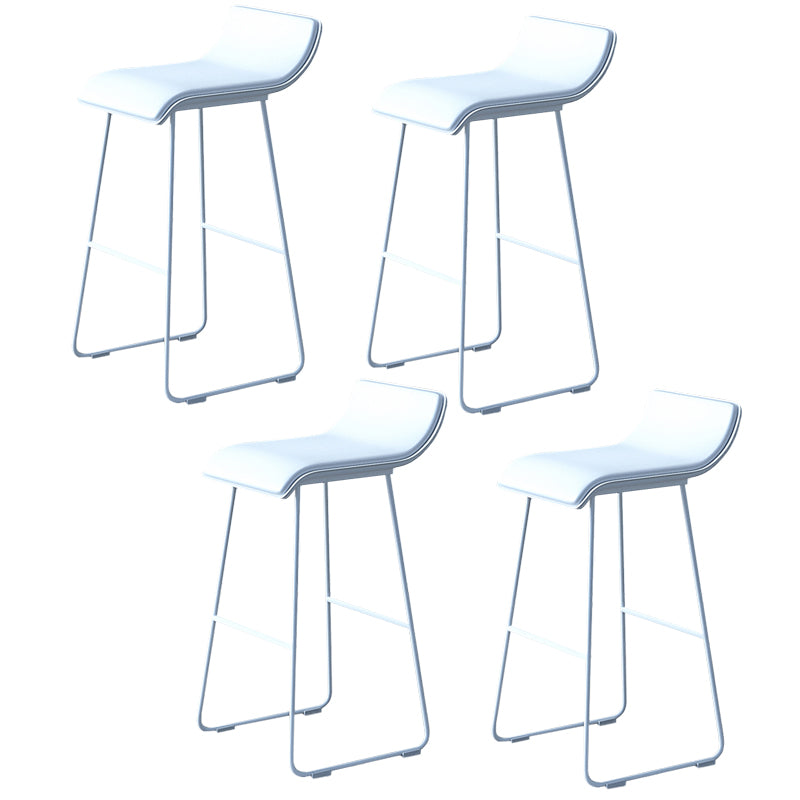 Industrial Armless Counter Stool Solid Wave Seat Bar Chair with Metal Legs