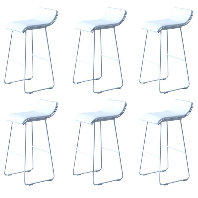 Industrial Armless Counter Stool Solid Wave Seat Bar Chair with Metal Legs
