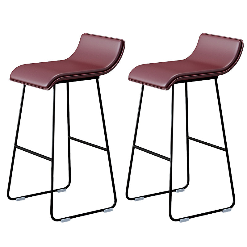 Industrial Armless Counter Stool Solid Wave Seat Bar Chair with Metal Legs