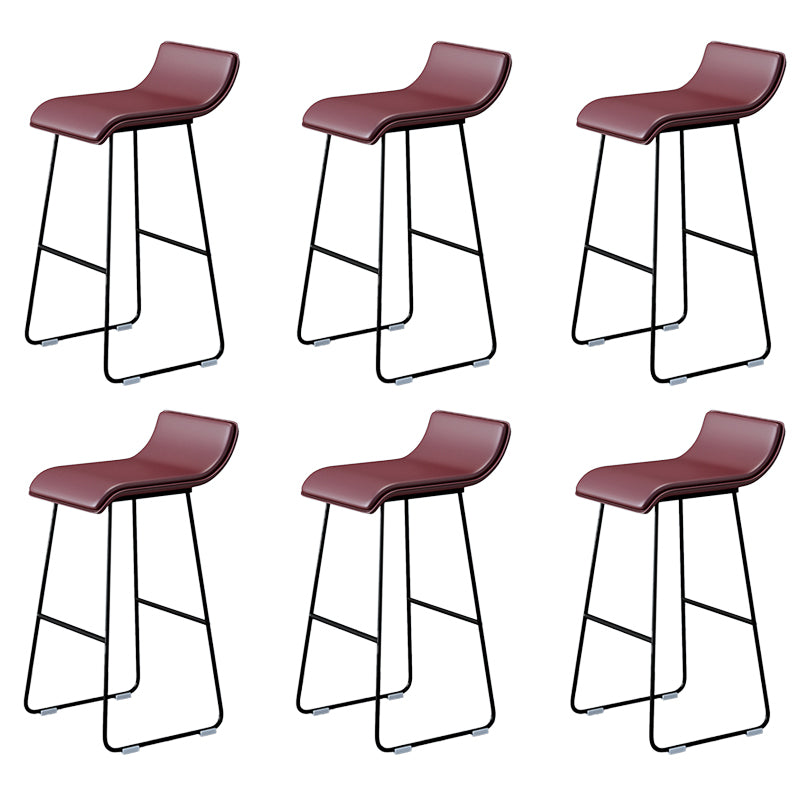 Industrial Armless Counter Stool Solid Wave Seat Bar Chair with Metal Legs