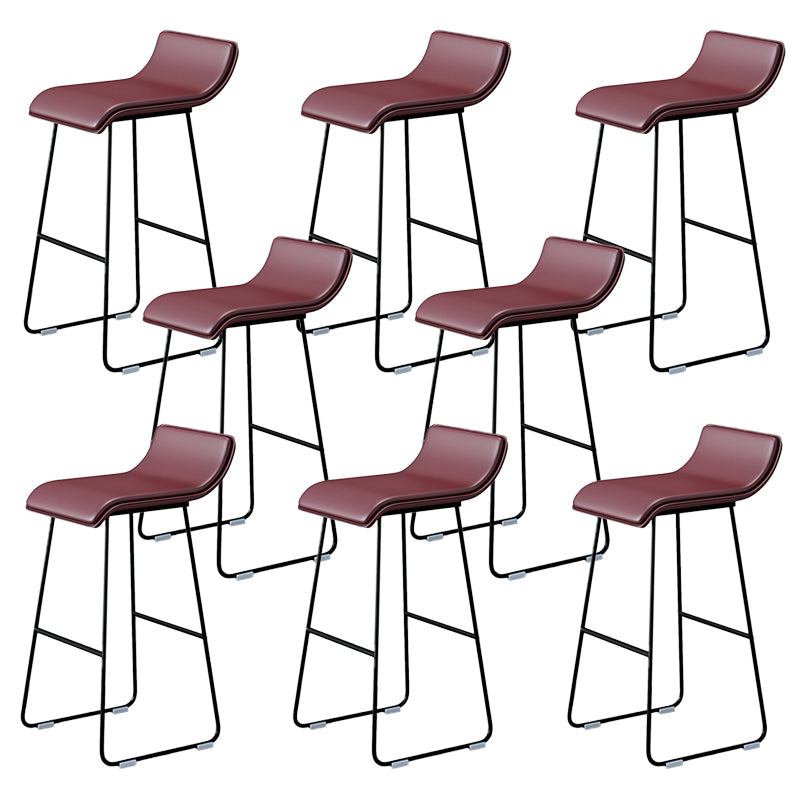 Industrial Armless Counter Stool Solid Wave Seat Bar Chair with Metal Legs