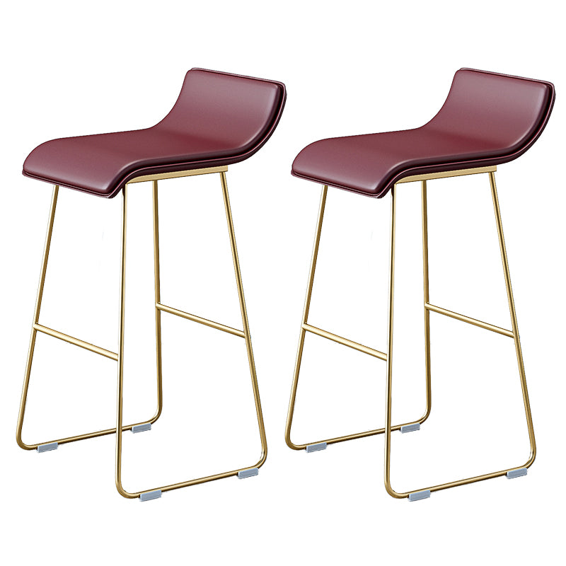 Industrial Armless Counter Stool Solid Wave Seat Bar Chair with Metal Legs
