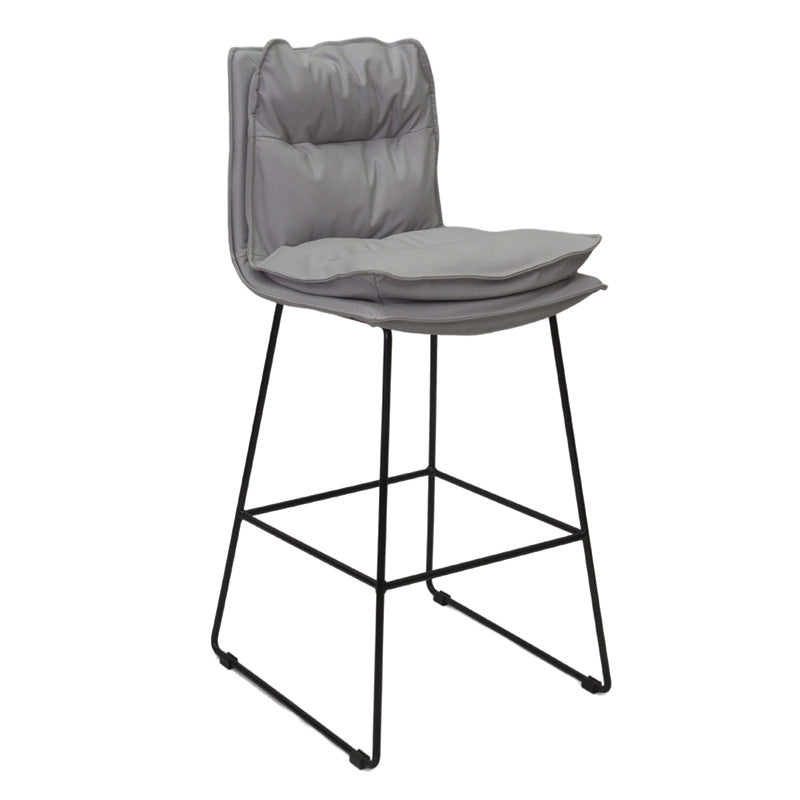 Scandinavian Metal Barstool Faux Leather Counter Stool With Iron Base