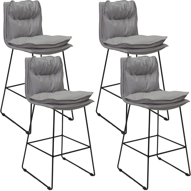 Scandinavian Metal Barstool Faux Leather Counter Stool With Iron Base