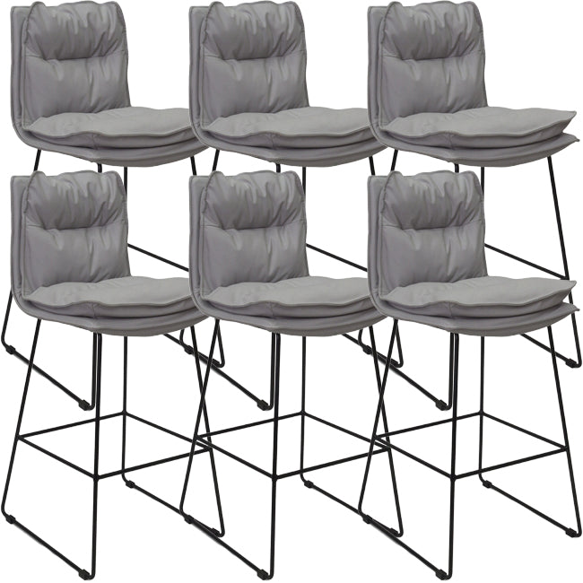 Scandinavian Metal Barstool Faux Leather Counter Stool With Iron Base